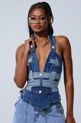 CATCH ME ABSTRACT DENIM CORSET