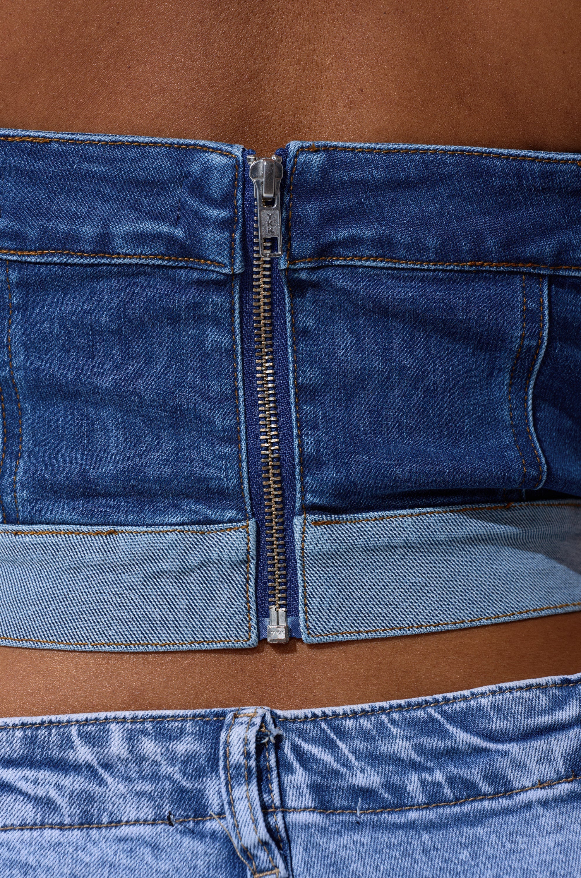 CATCH ME ABSTRACT DENIM CORSET