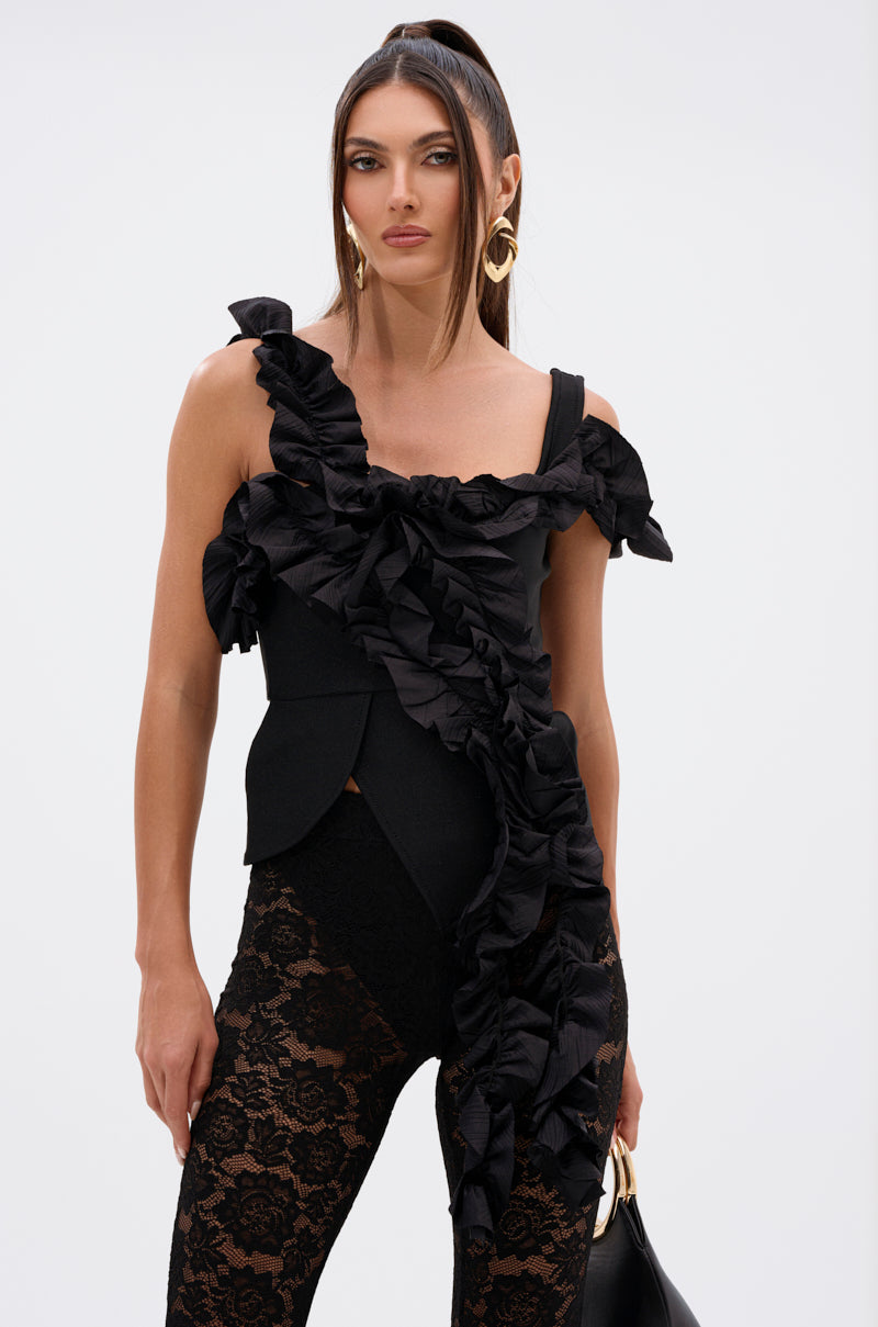 RUFFLES EVERYWHERE BANDAGE BLOUSE