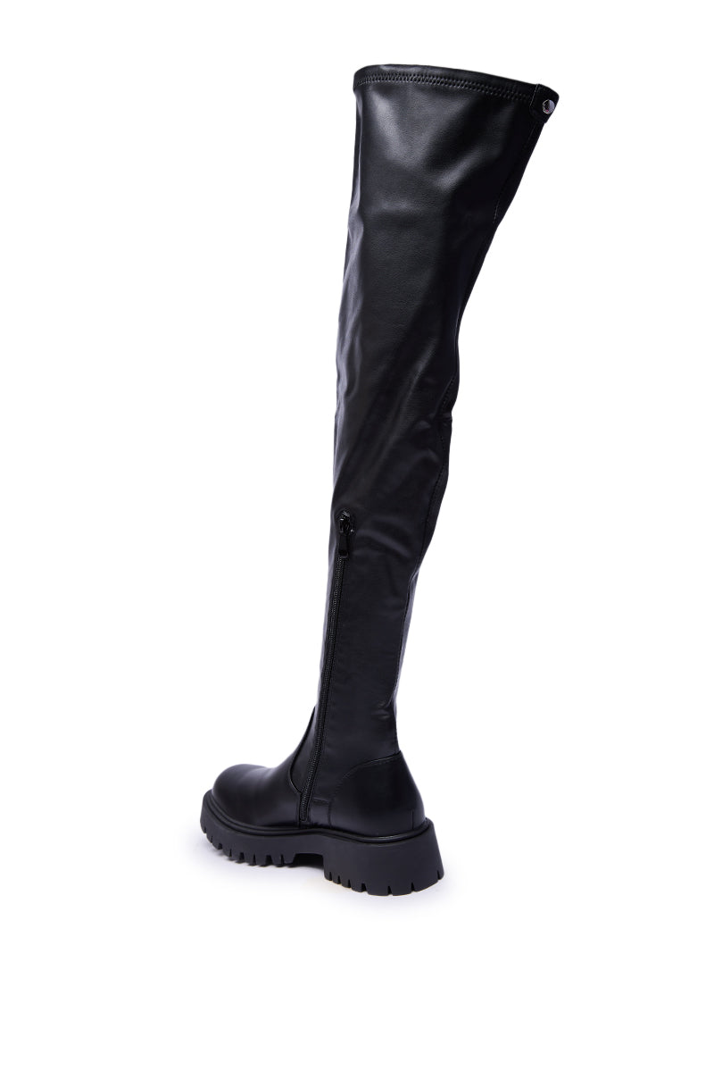 AZALEA WANG ALINAFE BLACK OVER THE KNEE STRETCH PU BOOT