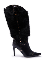 AZALEA WANG ALISETTE BLACK FUR BOOT