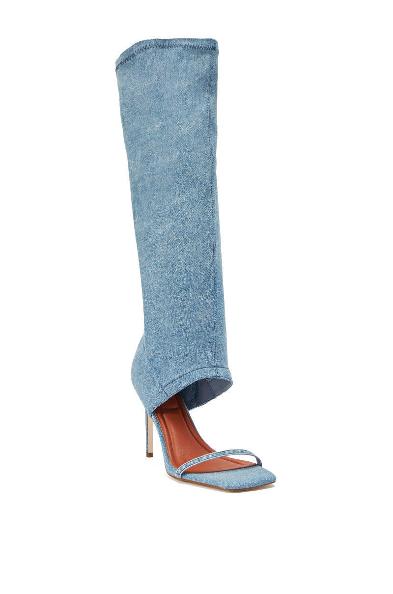 AZALEA WANG ALISHAS DENIM GLADIATOR STILETTO SANDAL