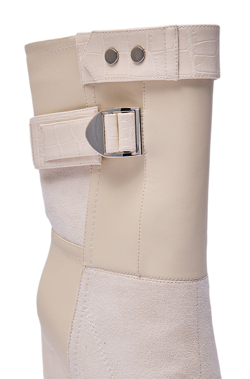 AZALEA WANG ALLONA BONE CHUNKY SQUARE TOE BOOT