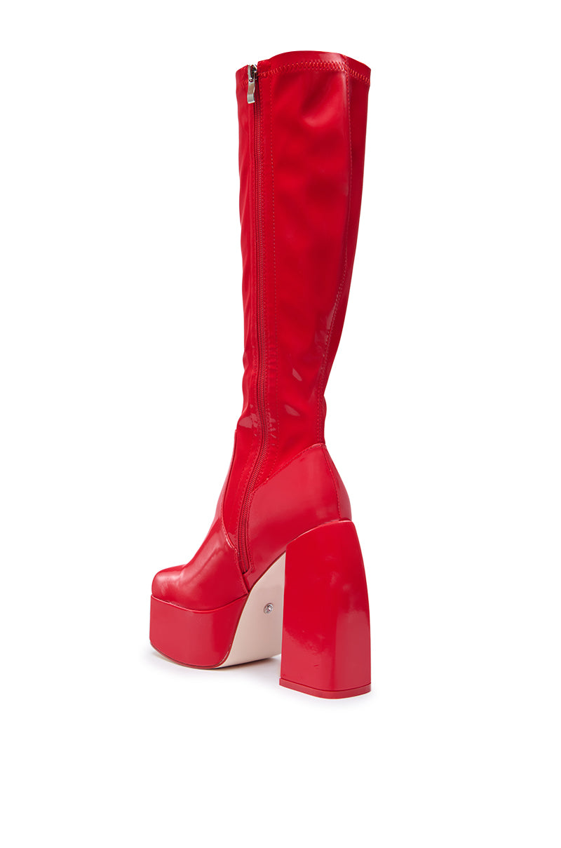 AZALEA WANG AURON RED LIQUID LUXE PLATFORM BOOT