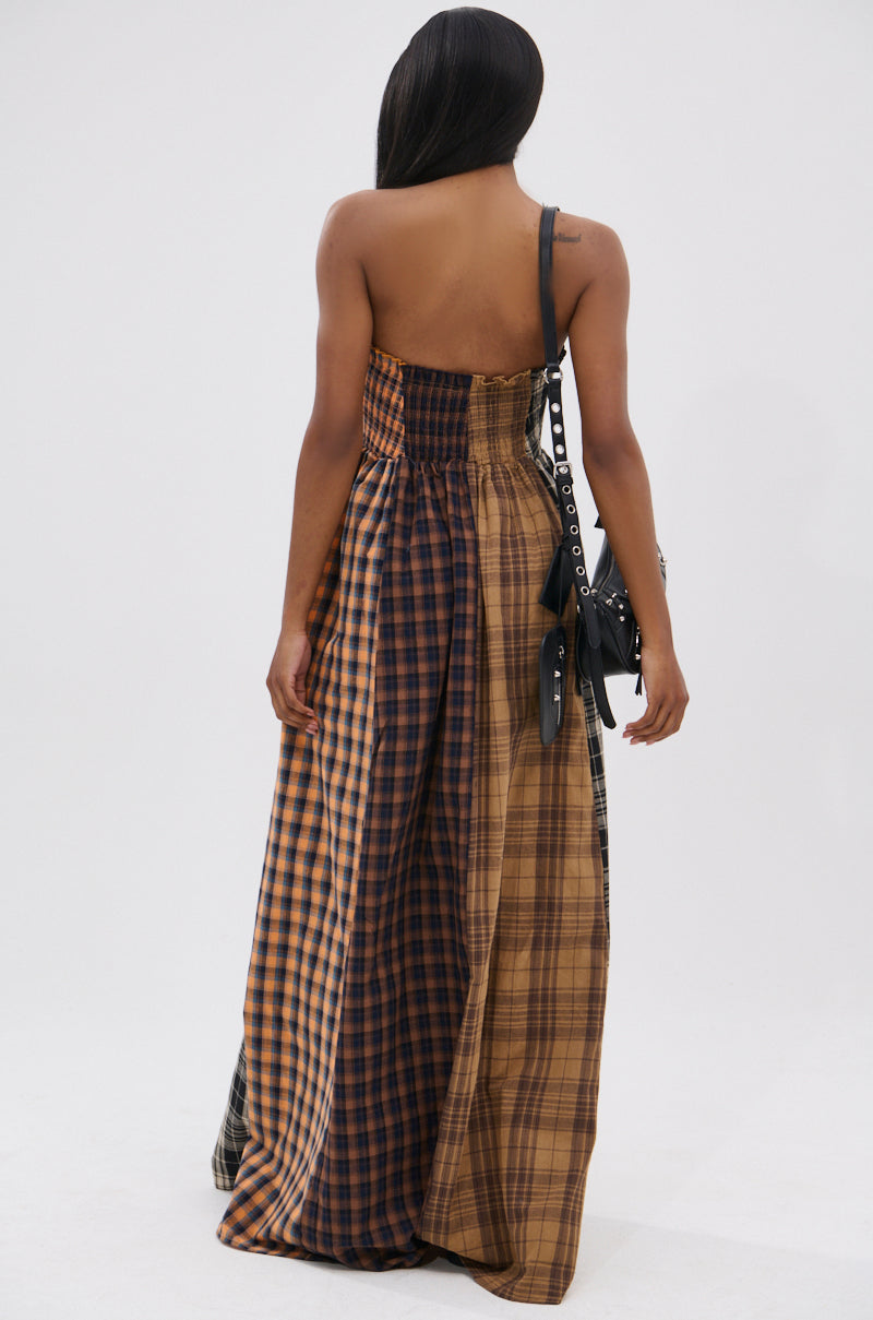 FALL IN LOVE PLAID MAXI DRESS