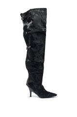 AZALEA WANG BACKER BLACK SHINE OVER THE KNEE BOOT