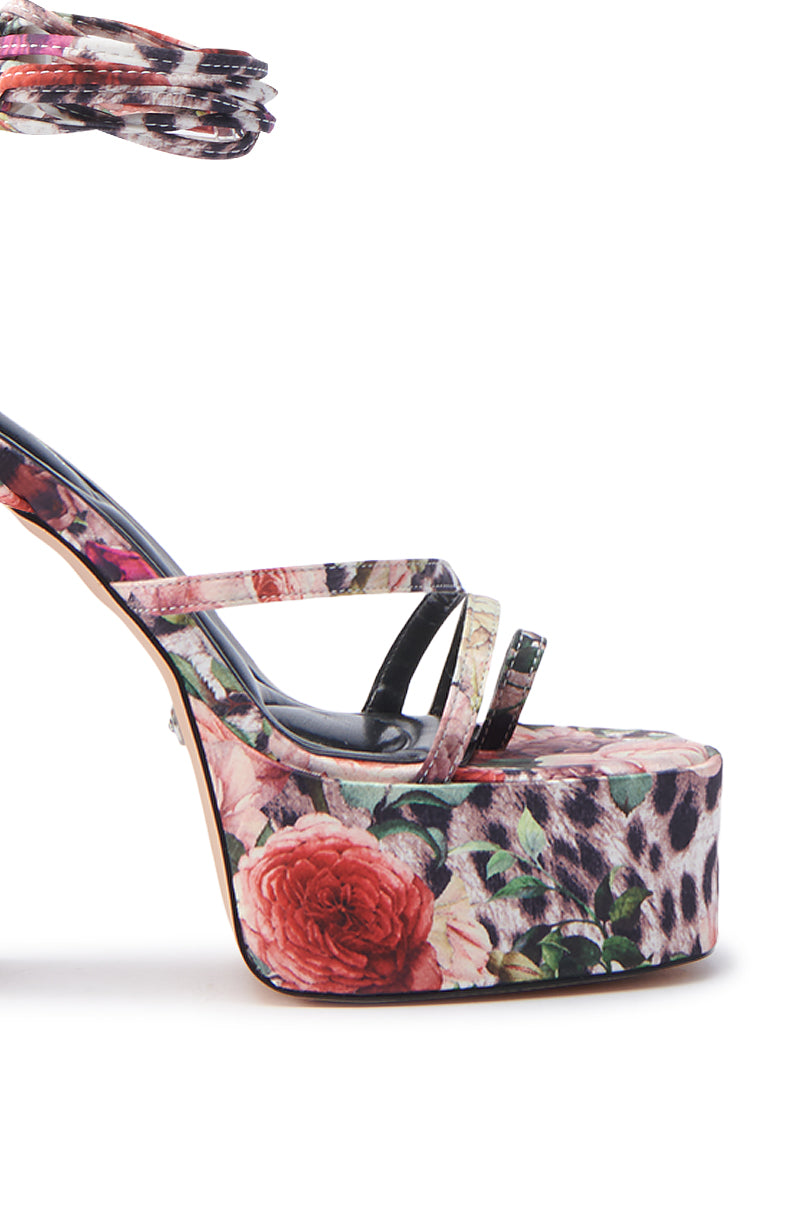 AZALEA WANG BANIRA MULTI CHEETAH FLORAL CHUNKY SANDAL