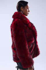 NO LOOKING BACK FAUX FUR IN RED MULTI