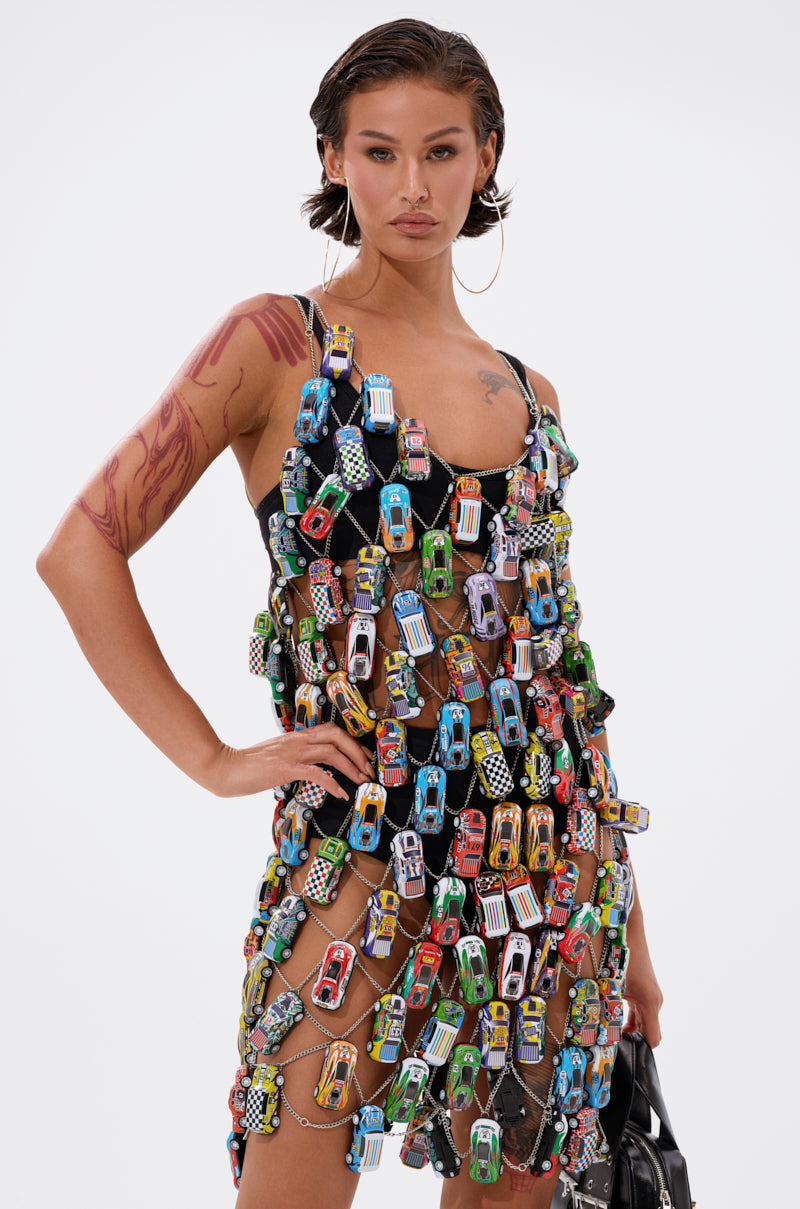 CAN'T CATCH ME CAR CHAIN MINI DRESS