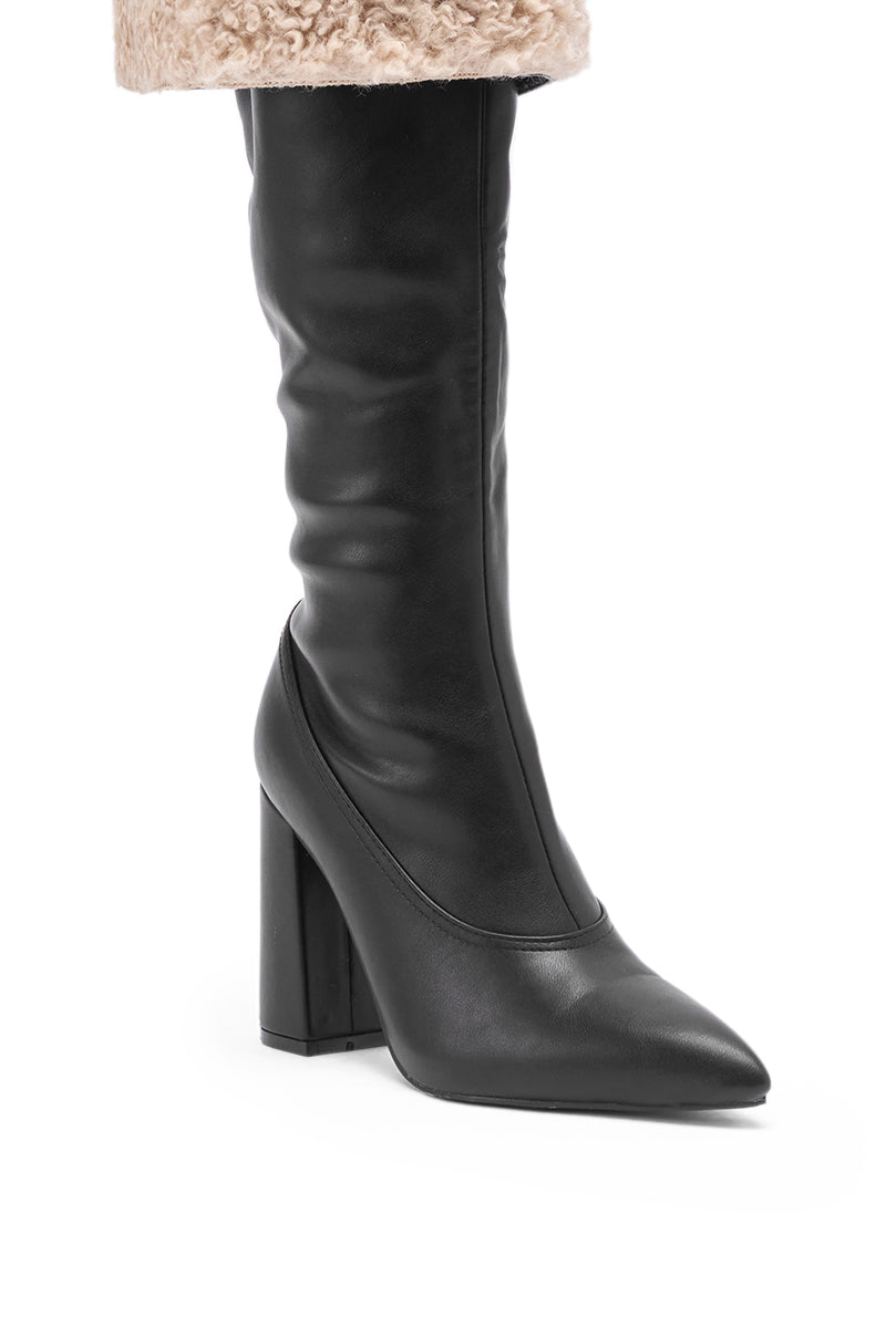 AZALEA WANG BENOUL BLACK SHERPA LINED CHUNKY BOOT