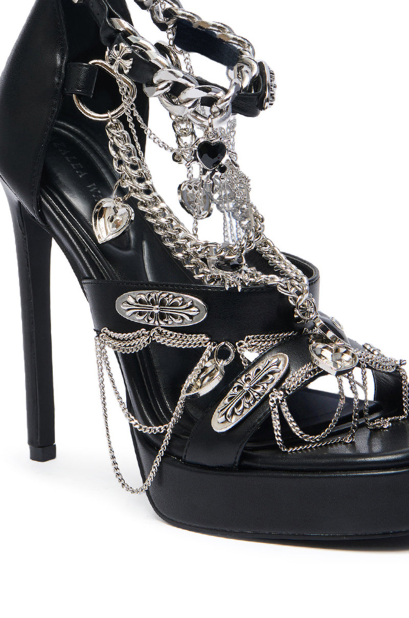 AZALEA WANG BEREN BLACK HARDWARE EMBELLISHED SANDAL