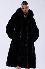 BERLIN HOODED FAUX FUR IN BLACK