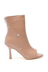 AZALEA WANG BIRDSONG SNAP OPEN-TOE BOOTIE IN MOCHA