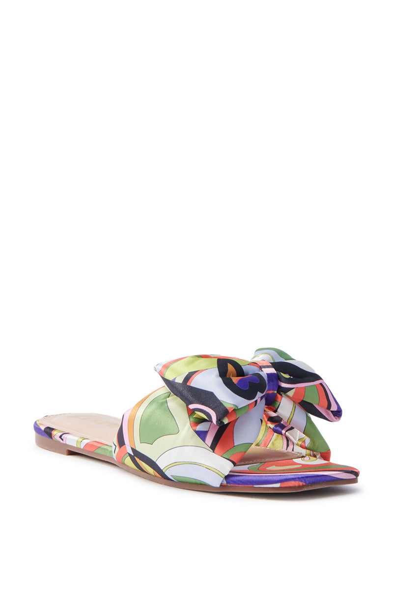 BREEZY SCARF FLAT SANDAL IN CHARTREUSE