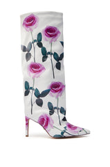 AZALEA WANG BRIDGIE WHITE FLORAL BOOT