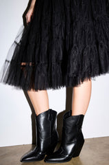 AZALEA WANG BRIGGITA BLACK WESTERN COWBOY BOOTIE