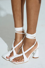 AZALEA WANG BUIKY WHITE OPEN TOE PUMP