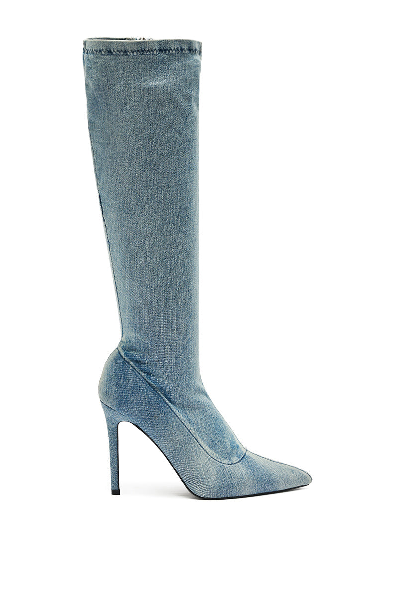 AZALEA WANG CALANA STRETCH DENIM KNEE HIGH BOOT