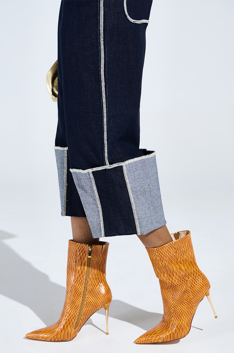 AZALEA WANG CALEAN ORANGE STILETTO BOOTIE