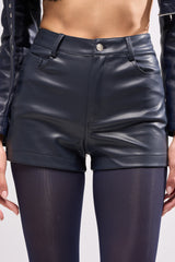 CALLIE FAUX LEATHER SHORT IN NAVY