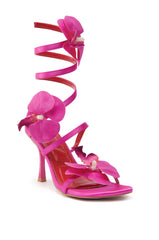 AZALEA WANG CARRINGTON FUCHSIA FLORAL COIL SANDAL