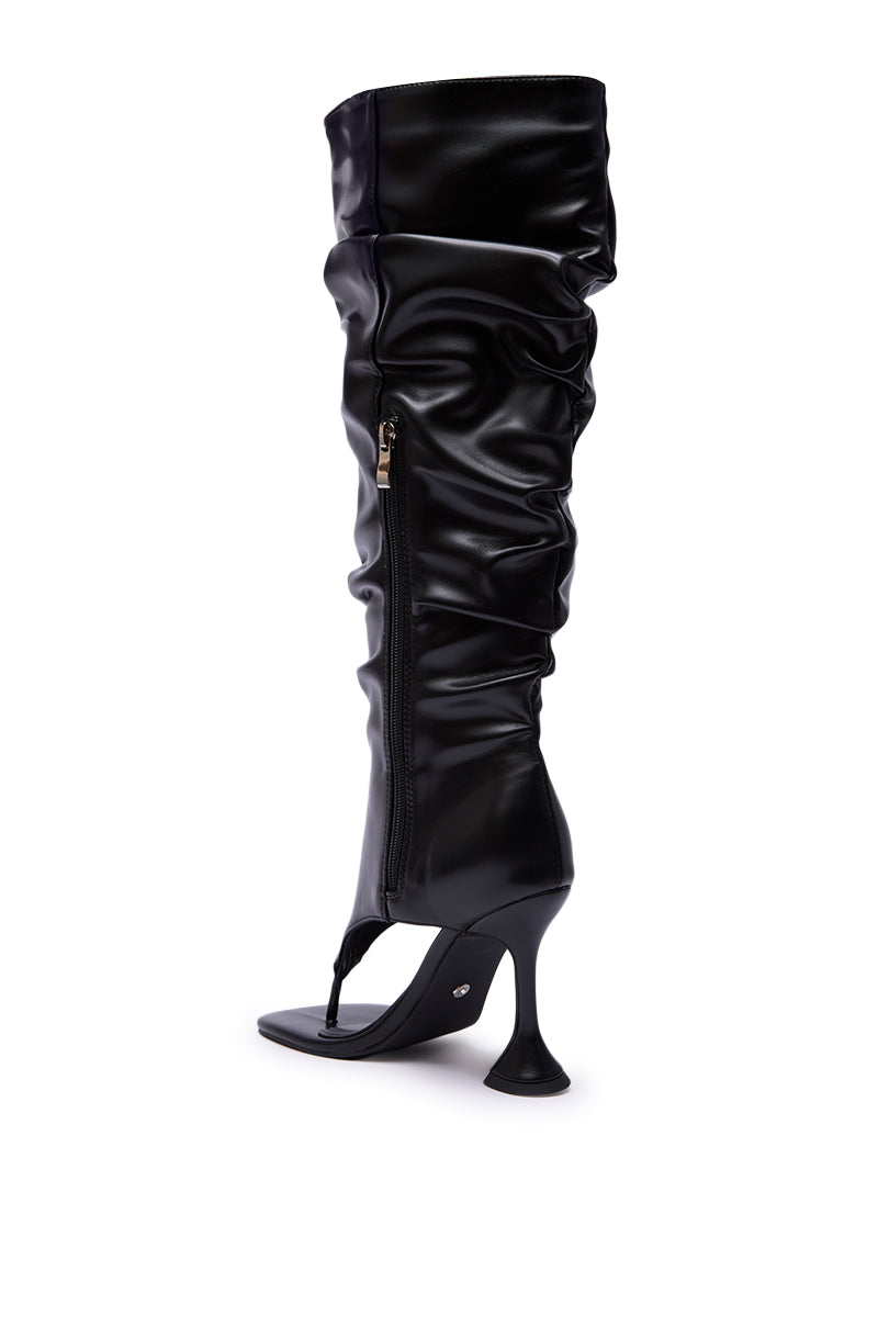 AZALEA WANG CECILL BLACK RUCHED UPPER GLADIATOR SANDAL