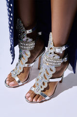 AZALEA WANG CIBRIAN SILVER GLADIATOR EMBELLISHED SANDAL