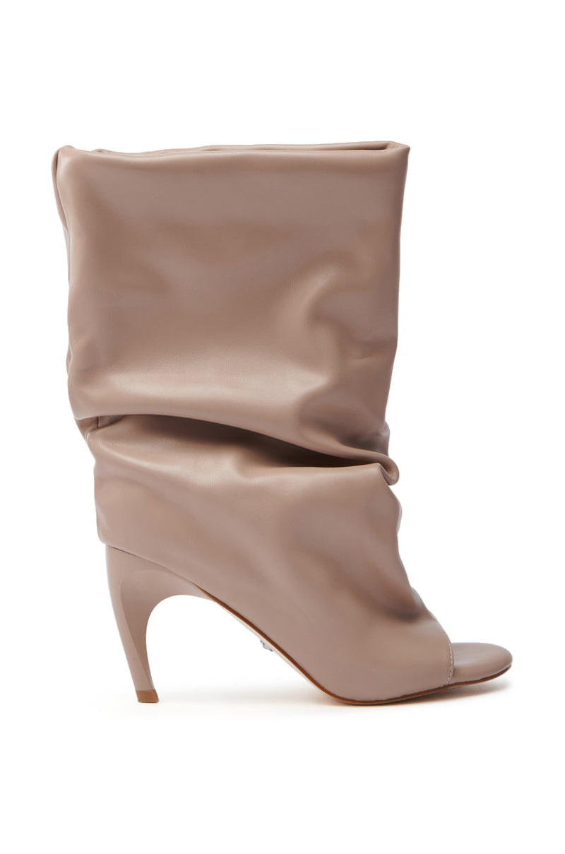 AZALEA WANG CLASSIE NUDE OPEN TOE BANANA HEEL BOOTIE