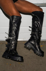 AZALEA WANG CORDOVAN BLACK BELTED BOOT