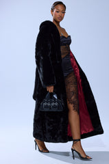 DAYANNE LONG SATIN LINING FAUX FUR TRENCH COAT