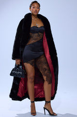 DAYANNE LONG SATIN LINING FAUX FUR TRENCH COAT