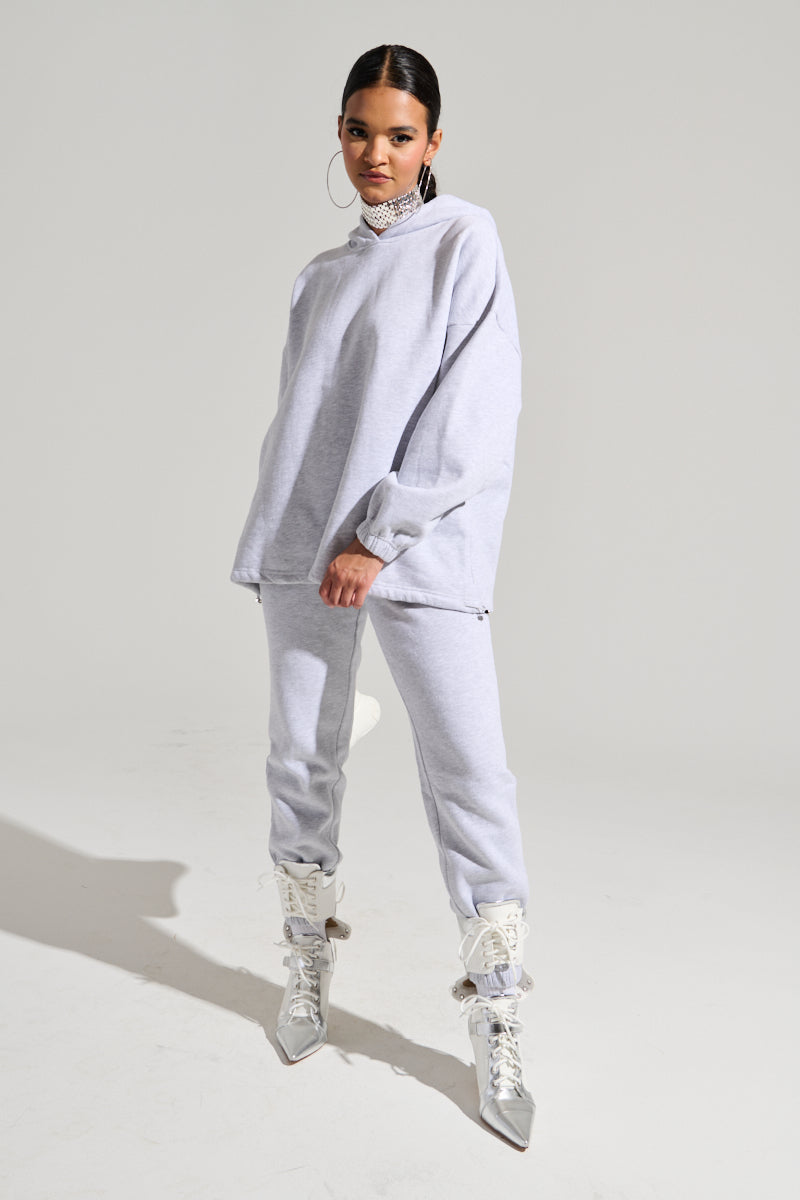 DEXTRA OVERSIZED HOODIE IN HEATHER GREY