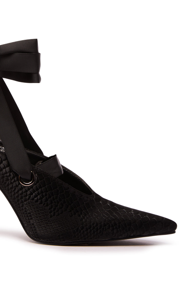 AZALEA WANG DRODZOV BLACK LIQUID LUXE RIBBON TIE PUMP