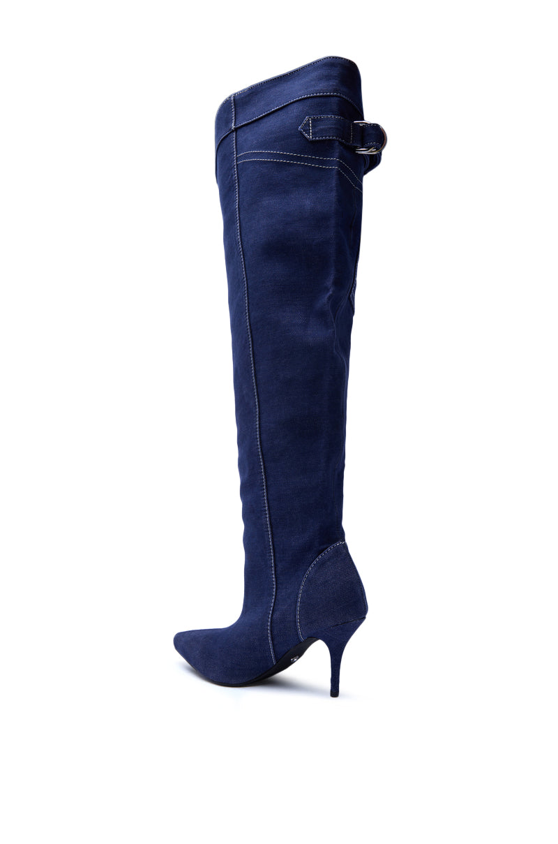 AZALEA WANG DUSTAN DENIM THIGH STILETTO BOOT