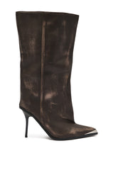 AZALEA WANG DUSTY BROWN WEATHERED PU BOOT