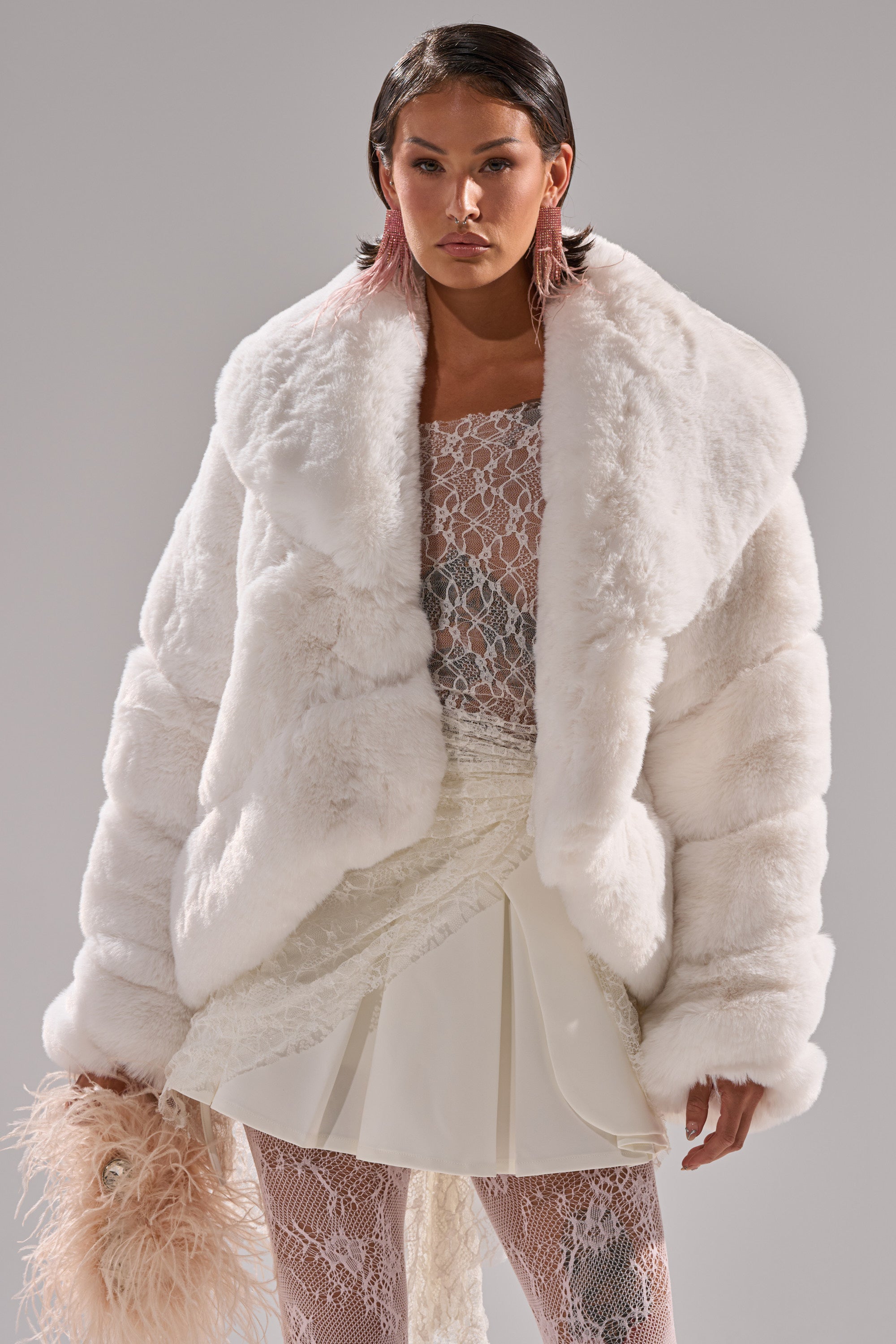 ELIXIR PANELED FAUX FUR IN WHITE