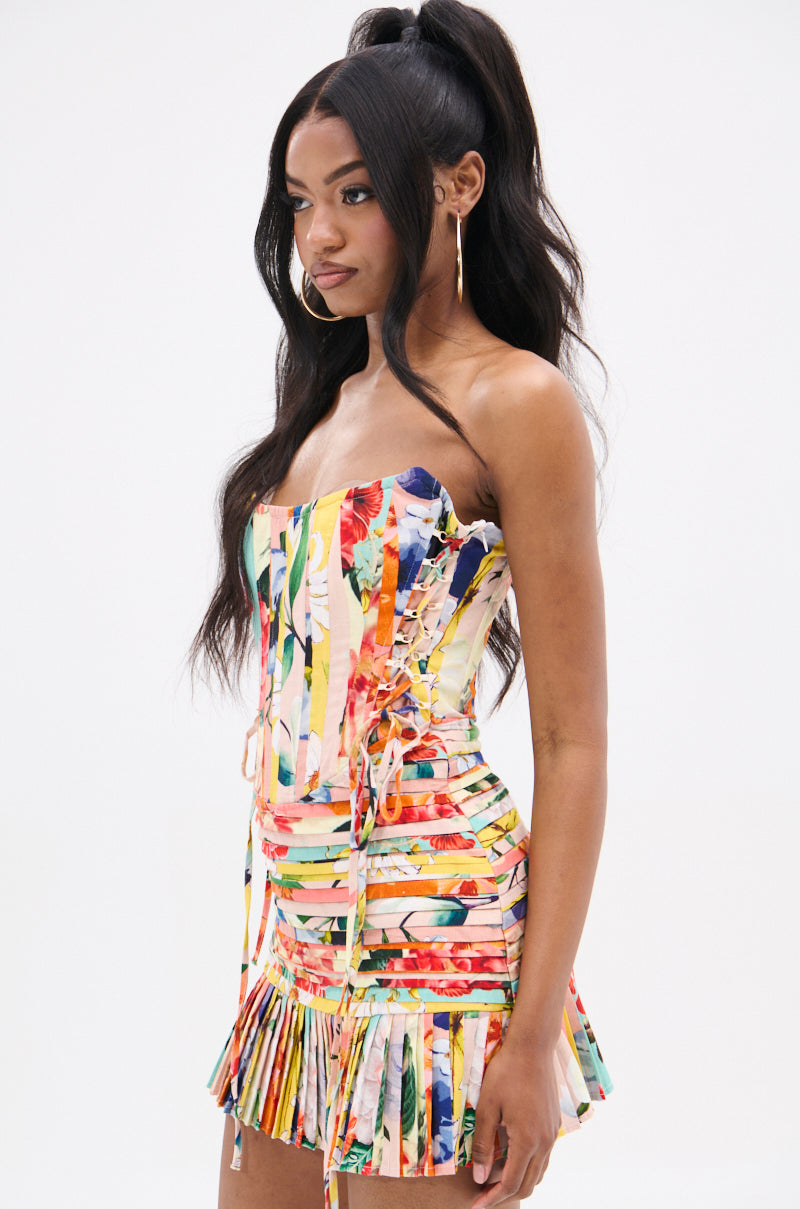 FLOUNCE CORSET MINI DRESS