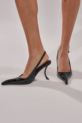 AZALEA WANG EMANUELA BLACK NOVELTY SLING BACK PUMP