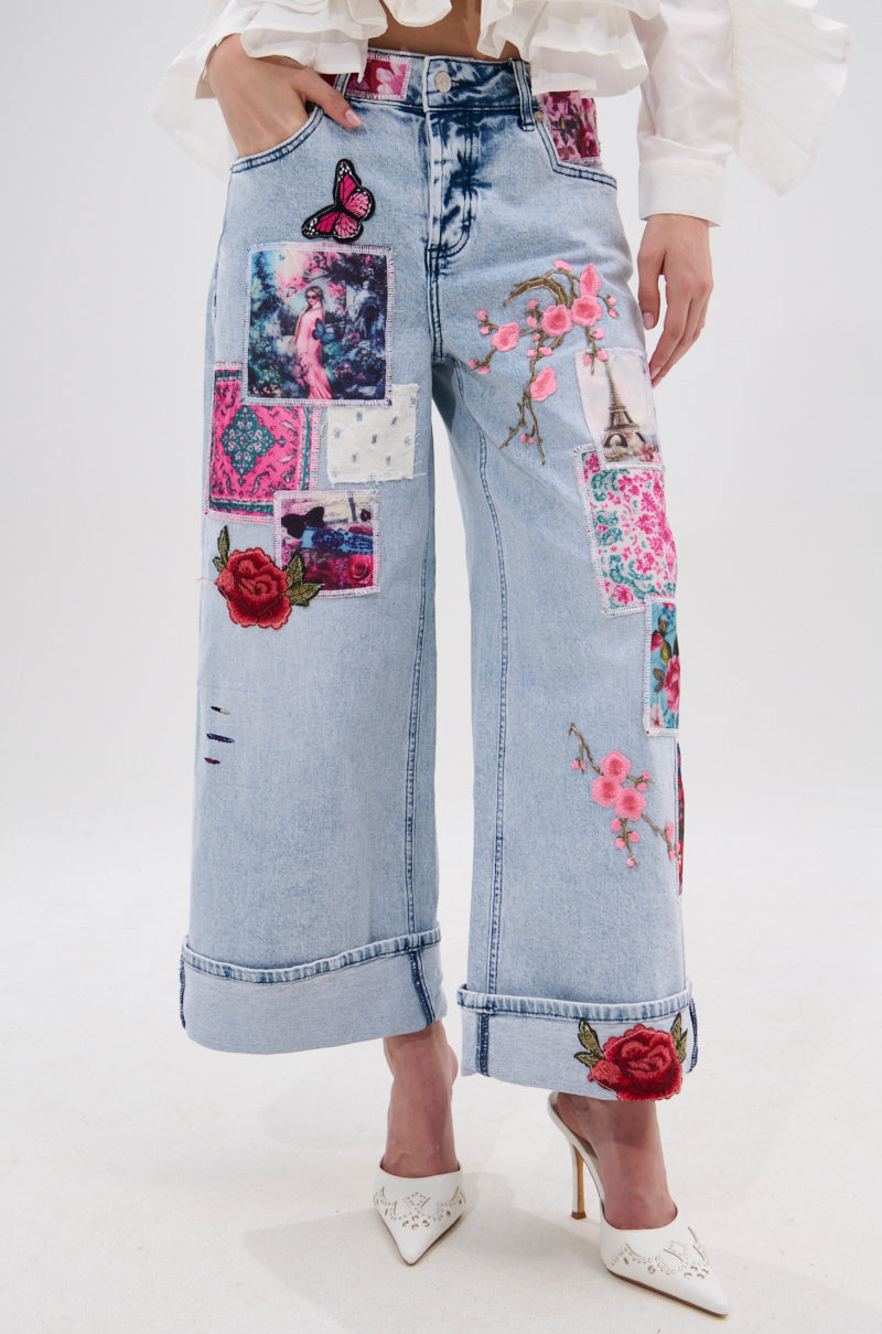 PICTURE PERFECT PATCHWORK DENIM JEANS