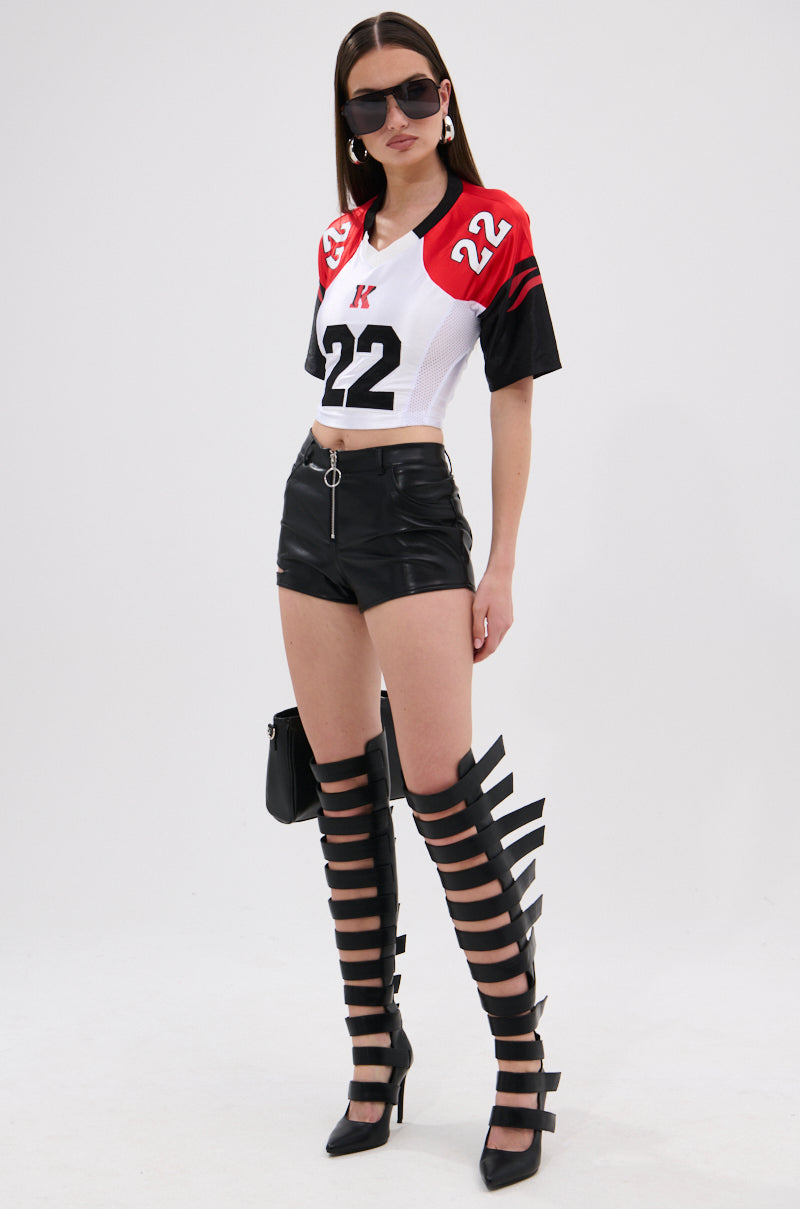 CATCH MY VIBE CORSETED JERSEY TOP