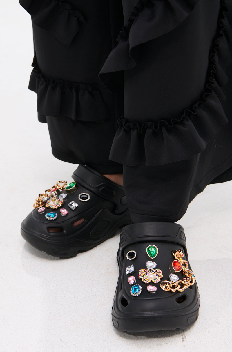 AZALEA WANG EVERETT BLACK MULTI STONE GOLD CHAIN FLAT