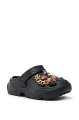 AZALEA WANG EVERETT BLACK MULTI STONE GOLD CHAIN FLAT