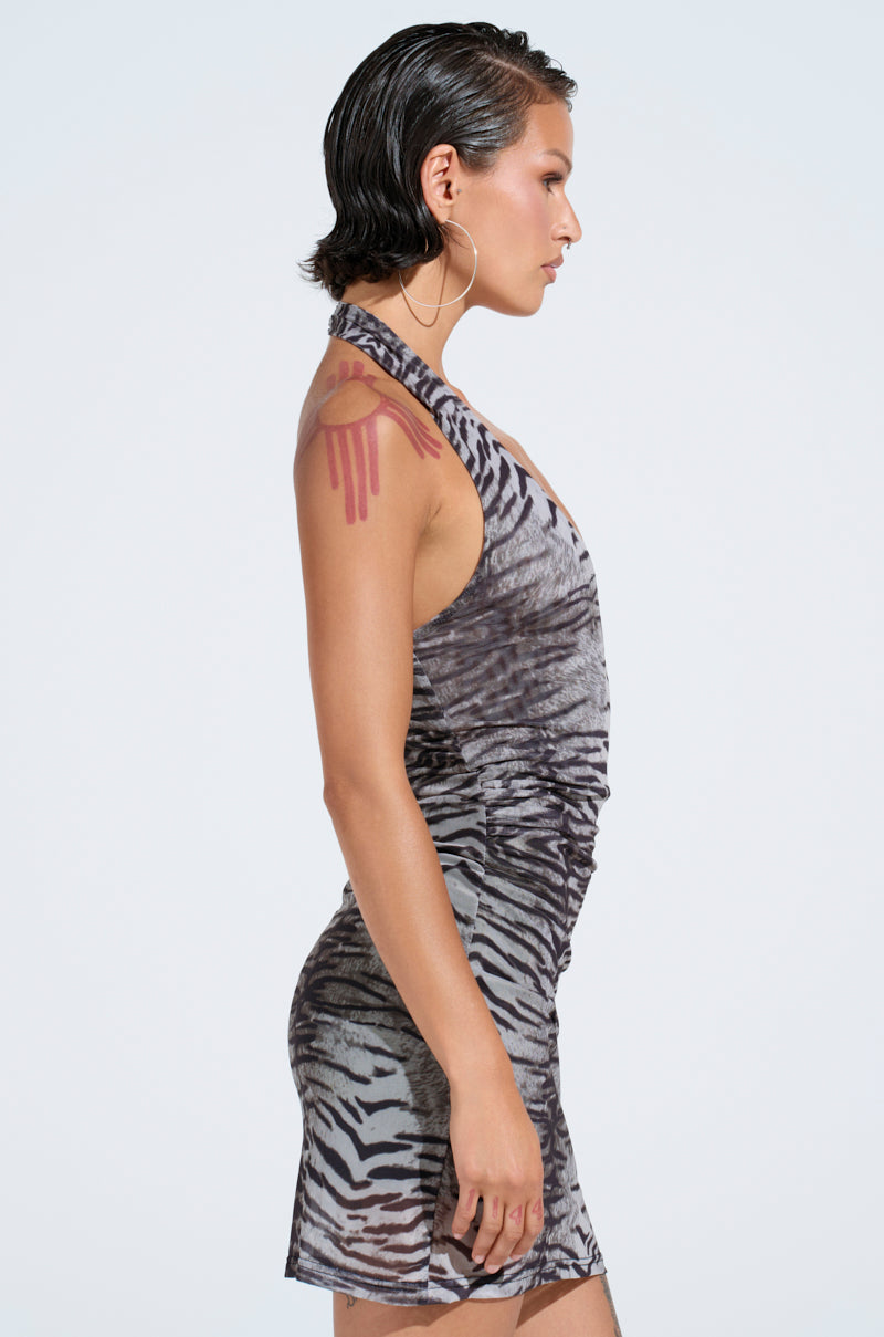 RUMOR HAS IT MESH PRINTED MINI DRESS