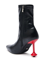 AZALEA WANG FABBRI BLACK BOOTIE WITH RED HEEL