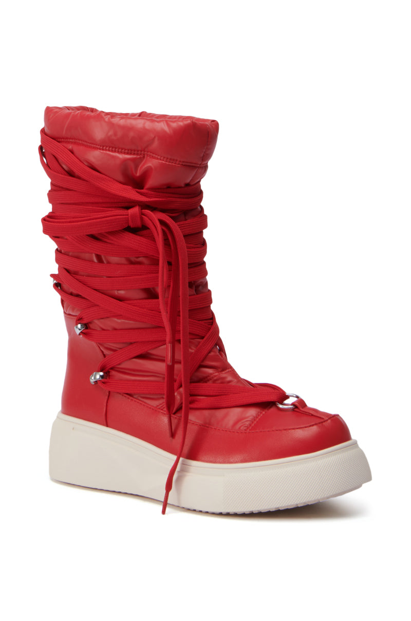 AZALEA WANG FENRYS RED FLAT BOOTIE