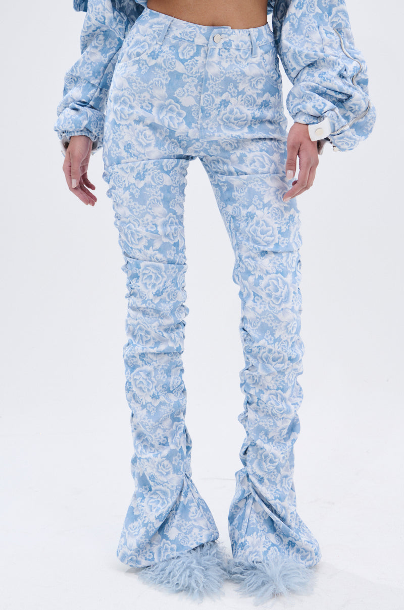 FLORAL LIFE DENIM STACKED PANT