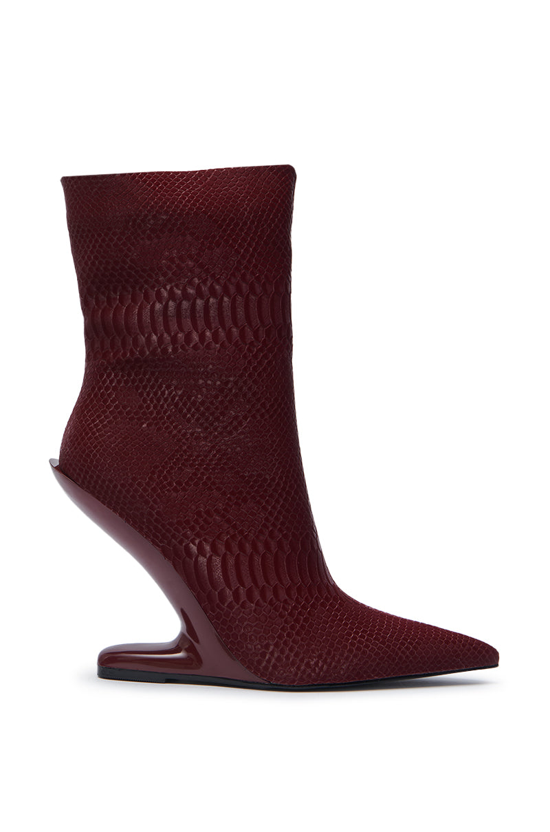 AZALEA WANG GLACIELLE BURGUNDY CROC BOOTIE