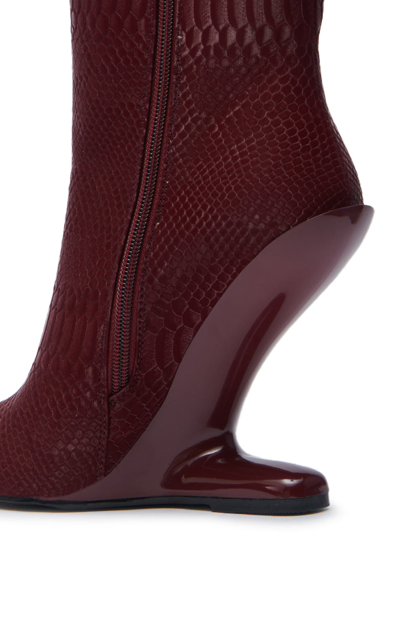 AZALEA WANG GLACIELLE BURGUNDY CROC BOOTIE