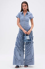 LEAVE IT RUFFLED JUMPSUIT IN DENIM