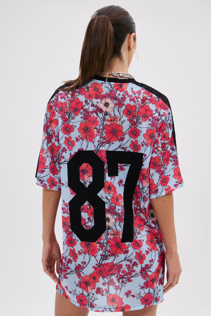 POPPIN POPPIES LACE JERSEY DRESS